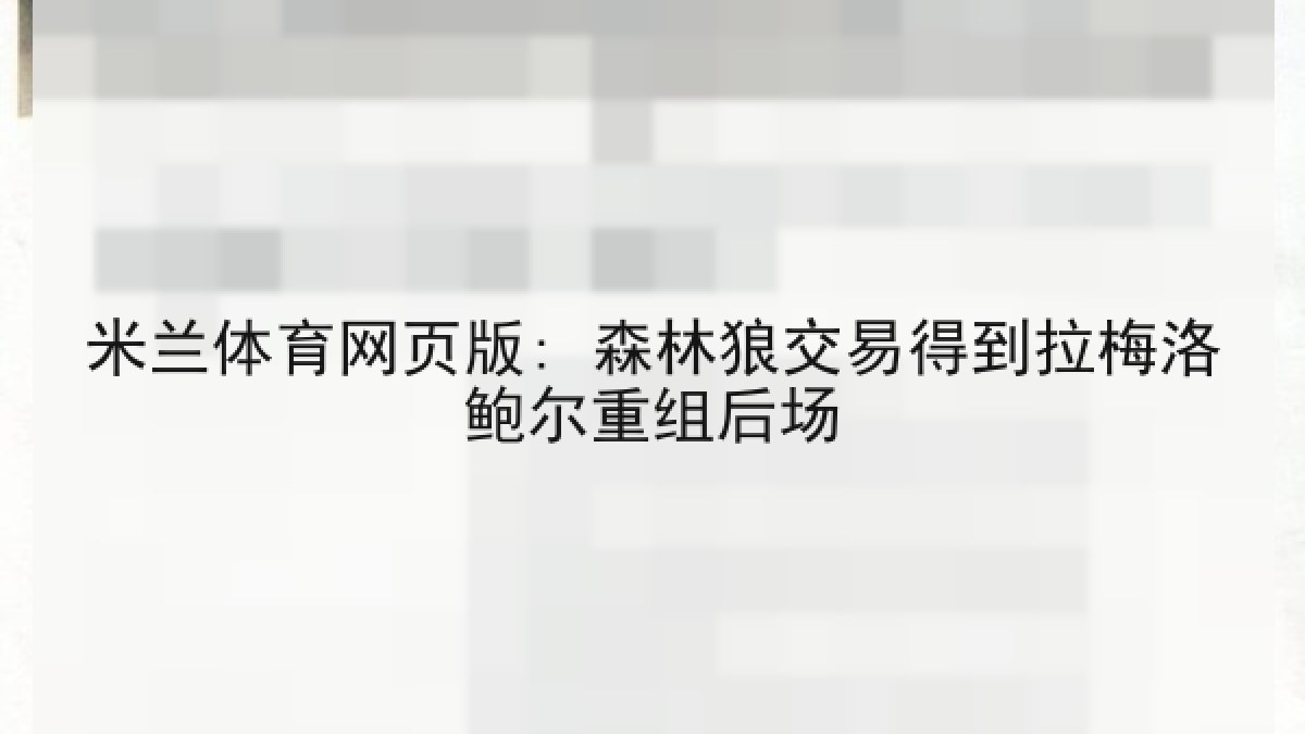 米兰体育网页版: 森林狼交易得到拉梅洛鲍尔重组后场