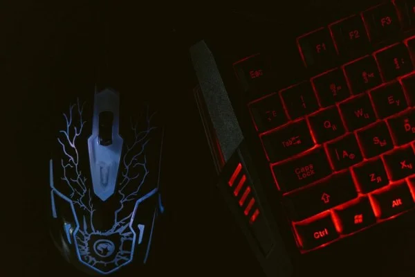 gaming keyboard mouse closeup